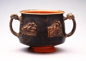 Kantharos med relief, fundet ved Pergamon, ca. 100 f.Kr. (keramik) af Greek