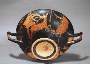 Kylix dekoreret med Herakles og Ceryneian Hind (keramik) af Greek
