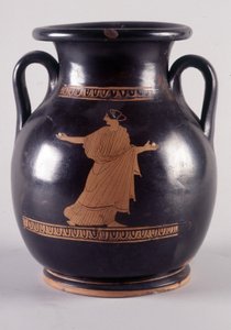 Maleri på vase: Repræsentation af Orithe, spille bold, hun er datter af kongen af Athen. Den forfølges af Borée repræsenteret på den anden side af vasen (35250), 440 f.Kr. BNF, Medaljekontoret. af Greek
