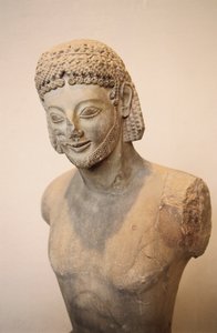 Rampin rytter, rytterstatue i marmor, ca 550 f.Kr., græsk civilisation, 6. århundrede f.Kr. Detalje af Greek