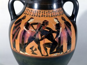 Theseus Fighting the Minotaur, detalje fra en attisk sort-figur amfora (keramik)