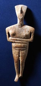 Kykladisk figur, Naxos, ca.3000-2000 f.Kr. (marmor) af Greek