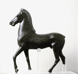 Bronzestatuette af en hest, slutningen af det 2. og 1. århundrede f.Kr. af Greek Roman School