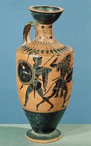 Attic Style Lekythos, der forestiller Hercules og Amazonerne (keramik) af Greek School