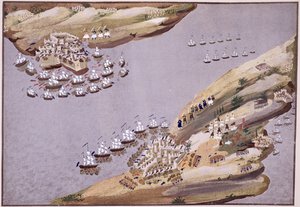 Slag om øerne Kreta og Samos, plade 23 fra billedhistorien om den græske uafhængighedskrig af general Makryjannis af Greek School