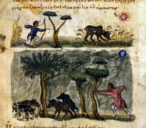 Bjørne- og ornejagt - i ""De venatione"" af Oppianus af Greek School