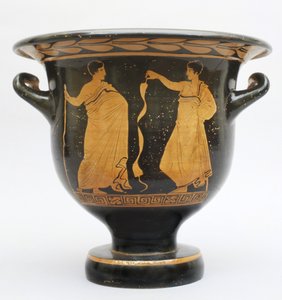 Klokkeformet proto-apuliansk krater fra Matera, Italien (keramik) af Greek School