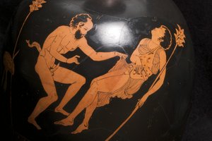 Detalje af en rød figur, squat lekythos (terrakotta) (se også 325673) af Greek School