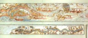 Søekspeditioner og flodlandskab, Akrotiri fresco, Thera (i dag Santorini), Grækenland, minoisk civilisation