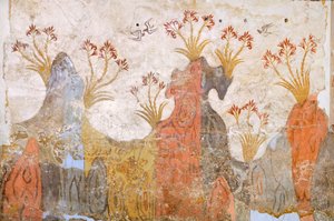 Liljerum eller forår, Akrotiri fresco, Thera (i dag Santorini), Grækenland, minoisk civilisation