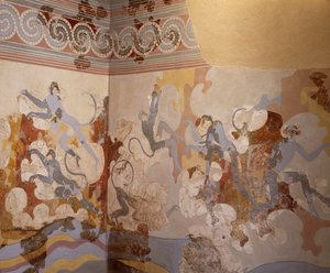 De blå aber, fresko fra B Complex, værelse 6 i Akrotiri, Thera (i dag Santorini) (Grækenland). Minoisk civilisation