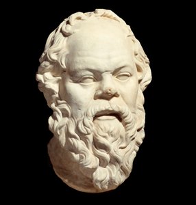 Marmorbuste af den græske filosof Sokrates (470-399 f.Kr.) efter originalen af Lysippe (omkring 330 f.Kr.), der dekorerede Athens Pompeion. Søn 0,33 m. Paris, Louvre-museet