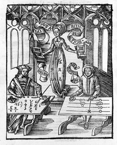 Liberal Arts: Arithmetic - i "" Philosophical Daisy"" af Gregor Reisch (1467-1525). balle
