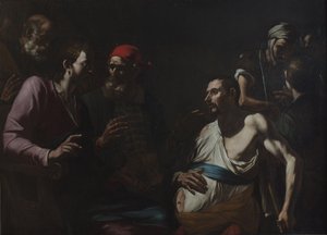Helbredende mand med vattersot, ca. 1630. af Gregorio Preti