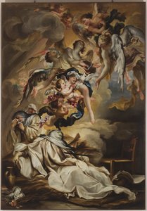 Saint Scholasticas død, ca. 1700 (olie på lærred)