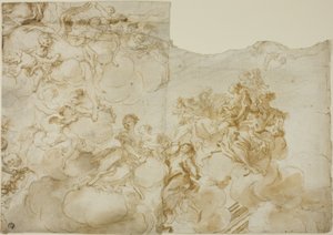 Kvindefigurer med putti i skyer af Gregorio de