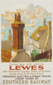 Lewes, plakat, der reklamerer for Southern Railway (farve litho)