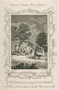 Begravelse af pestens ofre, Holywell Mount, Shoreditch, London, 1665 c slutningen af det 18. århundrede af Grignion