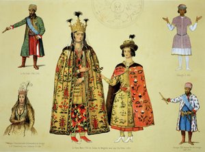Kostumer fra det 17. og 18. århundrede, planche 56 fra "Le Caucase pittoresque, dessine apres nature" med tekst af grev Ernest Stackelberg, udgivet i 1847. af Grigori Grigorevich Gagarin