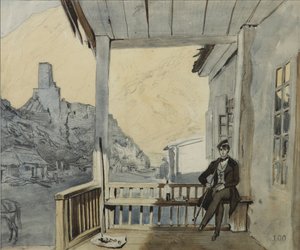 Grev Sergey Vasilyevich Dolgorukov 1820-1853 på Lars Station, 1840 af Grigori Grigorevich Gagarin