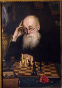Skak mod sig selv (Skak med sig selv). Maleri af Grigori (Grigoriy, Grigory) Grigoryevich Myasoyedov (Myasoedov, Miasoedov) (1834-1911), olie på lærred