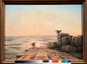 The Nile Floods (Egypt) - Overflow Of The Nile - Maleri af Grigori Grigorievich Tchernetsov (Chernetsov) (1802-1865), olie på lærred af Grigory Tchernezov