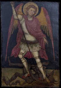 Ærkeenglen Michael kæmper mod Satan. af Guariento di Arpo
