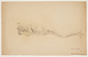 Studie af gipsafstøbning fra Pompeji. Liggende mand