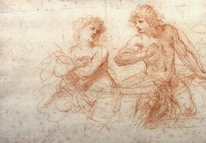 Studie af en nøgen mand og kvinde (rødt kridt) af Guercino