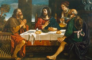 Nadver i Emmaus, af Giovanni Francesco Barbieri, kendt som Guercino (1591-1666), olie på lærred af Guercino