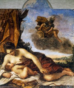 Venus nursing Love, maleri af Giovanni Francesco Barbieri, kendt som il Guercino (1591-1666). af Guercino