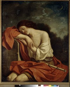 Sovende Endymion. Maleri af Giovanni Francesco Barbieri kendt som Guercino eller Le Guerchin (1591-1666), olie på lærred. italiensk kunst af Guercino