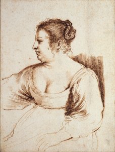 En siddende kvinde, 1640-1649 af Guercino