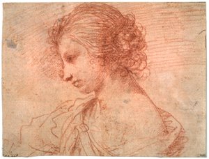 Brystportræt af en ung kvinde, 1600-tallet af Guercino