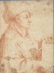 Buste af turbanned mand med en bog af Guercino