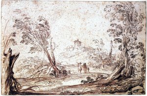 Landskab, 1600-tallet af Guercino