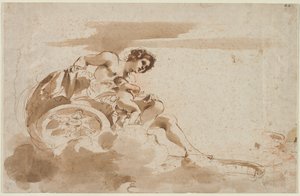 Venus og Amor i en vogn af Guercino