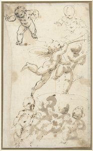 Putti og en flydende engel