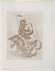 Acidia vestita di nero - Dovendyr siddende på et æsel, ca. 1793 (trykt i sorttryk og akvatinte)