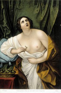 Cleopatra selvmord ved at blive bidt af en aspic (slange).