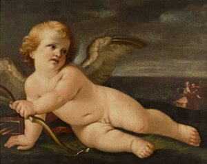Amor med sin sløjfe, ca. 1595-1642 (olie på lærred)