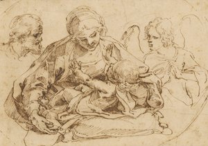 Den hellige familie med en engel af Guido Reni