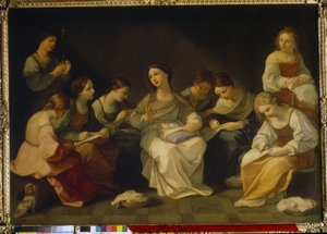 Jomfruens uddannelse. (Jomfruens uddannelse). Maleri af Guido Reni (1575-1642), olie på lærred af Guido Reni