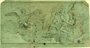 Musiker Engle i Skyer (rekto); Siddende præst (verso) af Guido Reni
