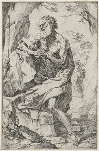 Sankt Hieronymus (radering på lagt papir) af Guido Reni