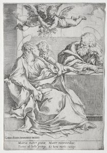 Den hellige familie med to engle af Guido Reni