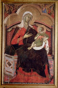 Jomfru med barn Jomfru Maria med Jesusbarn - Maleri af Guido da Siena (aktiv mellem 1260 og 1280)