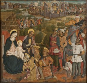 The Adoration of the Magi - The Adoration of the Magi, af Cozzarelli, Guidoccio di Giovanni (1450-1517). Tempera og olie på lærred. Mål: 168x176 cm. Nationalmuseet i Stockholm af Guidoccio di Giovanno Cozzarelli