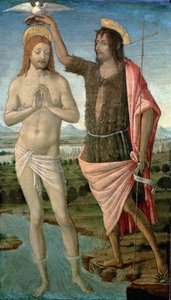 The Baptism of Christ, 1486 (tempera på panel) af Guidoccio di Giovanno Cozzarelli