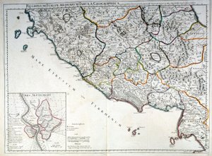 Historisk kort over den italienske region, hvor etruskerne levede efter Atlas of G. Delysle af Guillaume (after) Delisle